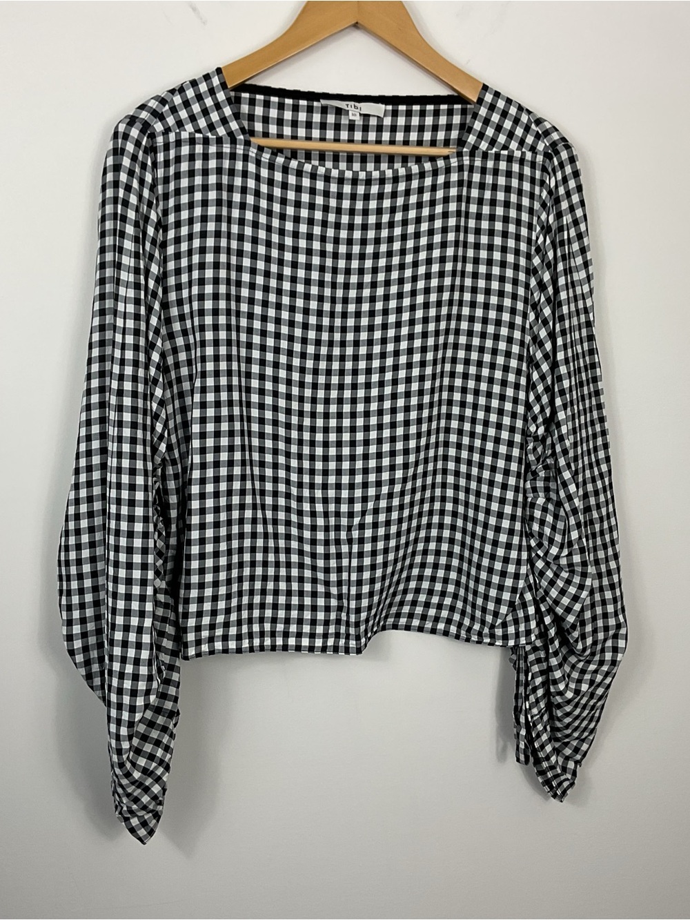 Tibi Plaid Checkered Square Neck Top Womens Size 10